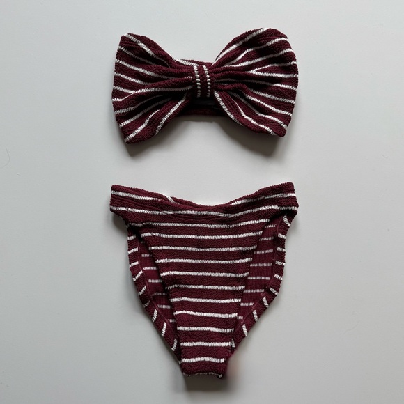Hunza G Other - Hunza G Jean Bandeau Bikini - Wine & White Stripe - O/S